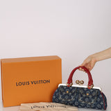Ultra-Rare Louis Vuitton 2005 Denim Monogram Alligator Sac Fermoir GM