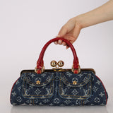 Ultra-Rare Louis Vuitton 2005 Denim Monogram Alligator Sac Fermoir GM