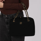 Chanel 2001 Jersey Chevron Camera Shoulder Bag w/ Pouch 24K GP