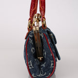 Ultra-Rare Louis Vuitton 2005 Denim Monogram Alligator Sac Fermoir GM