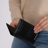 Saint Laurent Homme Croc Embossed Yen Wallet