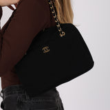 Chanel 2001 Jersey Chevron Camera Shoulder Bag w/ Pouch 24K GP