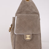 Chanel 25 Grey Suede Small Hobo