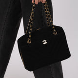 Chanel 2001 Jersey Chevron Camera Shoulder Bag w/ Pouch 24K GP