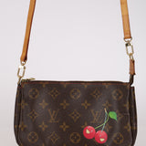 Limited Edition Louis Vuitton x Takashi Murakami 2005 Monogram Cerises Pochette Crossbody