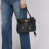 Balenciaga 2025 Gris Croc Embossed Leather Small Rodeo