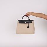 Hermès 2001 Natural Toile Canvas and Vache Hunter 2-in-1 Herbag 30