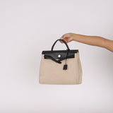 Hermès 2001 Natural Toile Canvas and Vache Hunter 2-in-1 Herbag 30