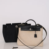 Hermès 2001 Natural Toile Canvas and Vache Hunter 2-in-1 Herbag 30