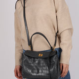 Balenciaga 2025 Gris Croc Embossed Leather Small Rodeo