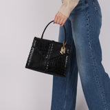 Limited Edition Yves Saint Laurent Whipstitch Crocodile Embossed Top Handle Bag
