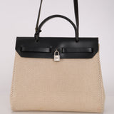 Hermès 2001 Natural Toile Canvas and Vache Hunter 2-in-1 Herbag 30