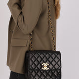 Chanel Turnlock Classic Flap Black Lambskin 1996 24K GP