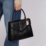 Limited Edition Yves Saint Laurent Whipstitch Crocodile Embossed Top Handle Bag