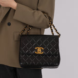 Chanel Turnlock Classic Flap Black Lambskin 1996 24K GP