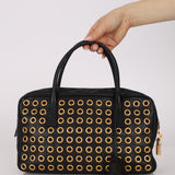 Prada Calfskin Grommet Bauletto Bag