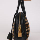 Prada Calfskin Grommet Bauletto Bag