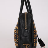 Prada Calfskin Grommet Bauletto Bag