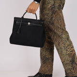 Hermès 2001 Natural Toile Canvas and Vache Hunter 2-in-1 Herbag 30