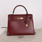 Hermès Kelly 28 Rouge H Box Sellier 1997 GHW