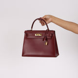 Hermès Kelly 28 Rouge H Box Sellier 1997 GHW