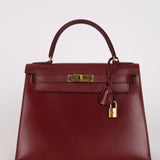 Hermès Kelly 28 Rouge H Box Sellier 1997 GHW
