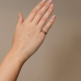 Vintage 18K Yellow Gold Sapphire and Diamond Flower Halo Ridged Ring, Size US 4