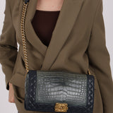 Chanel 2014 Bicolor Crocodile 'New' Medium Reverso Boy Bag BGHW