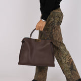 Fendi Leather Large Moresco Malachite Peekaboo