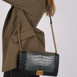 Chanel 2014 Bicolor Crocodile 'New' Medium Reverso Boy Bag BGHW