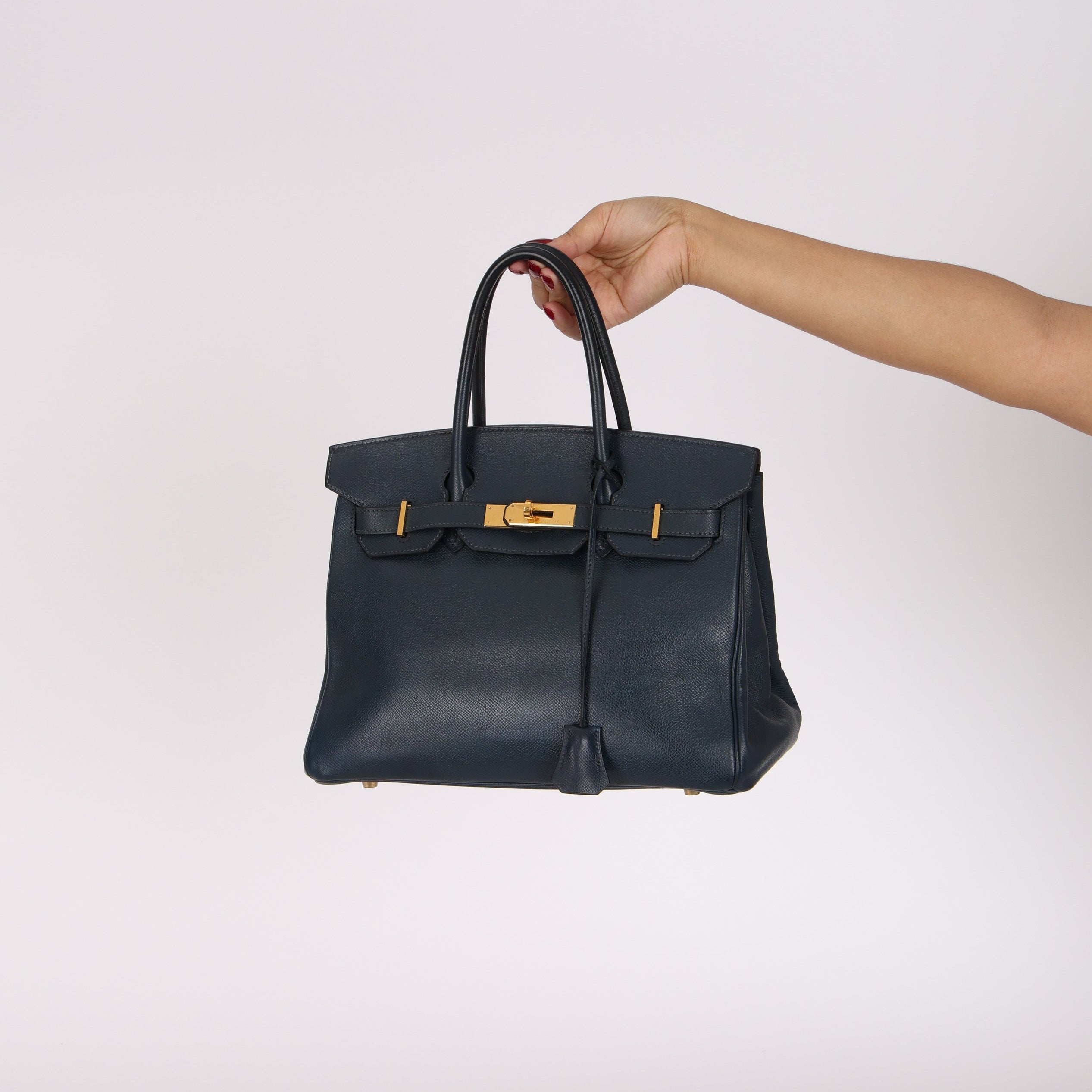 Hermès Birkin 30 Bleu Indigo Courchevel Retourne 1998 GHW