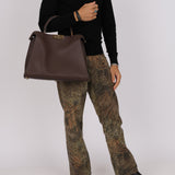 Fendi Leather Large Moresco Malachite Peekaboo