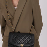 Chanel Medium Diana Bag Black Lambskin 1993 24K GP