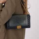 Chanel 2014 Bicolor Crocodile 'New' Medium Reverso Boy Bag BGHW