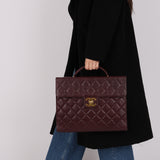 Chanel 1997 Bordeaux Caviar Turnlock Briefcase 24K GP