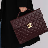 Chanel 1997 Bordeaux Caviar Turnlock Briefcase 24K GP