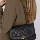 Chanel Medium Diana Bag Black Lambskin 1993 24K GP