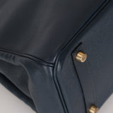 Hermès Birkin 30 Bleu Indigo Courchevel Retourne 1998 GHW