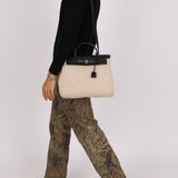 Hermès 2001 Natural Toile Canvas and Vache Hunter 2-in-1 Herbag 30