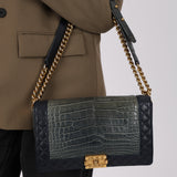 Chanel 2014 Bicolor Crocodile 'New' Medium Reverso Boy Bag BGHW