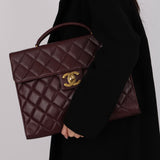Chanel 1997 Bordeaux Caviar Turnlock Briefcase 24K GP
