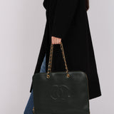 Chanel 1996 Dark Green Caviar Timeless Chain Tote 24K GP
