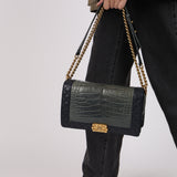 Chanel 2014 Bicolor Crocodile 'New' Medium Reverso Boy Bag BGHW