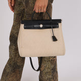 Hermès 2001 Natural Toile Canvas and Vache Hunter 2-in-1 Herbag 30
