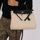 Hermès 2001 Natural Toile Canvas and Vache Hunter 2-in-1 Herbag 30