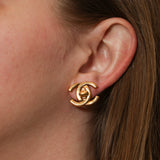 Chanel 1995 Small CC Turnlock Clip-On Earrings 24K GP