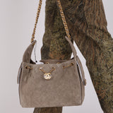 Chanel 25 Grey Suede Small Hobo