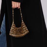 Saint Laurent Light Bronze Crystal Minaudiere Bag