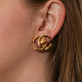 Chanel 1996 Large CC Turnlock Clip-On Earrings