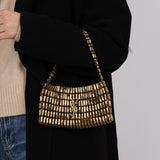 Saint Laurent Light Bronze Crystal Minaudiere Bag
